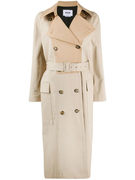 MSGM two-tone trench coat in neutrals
