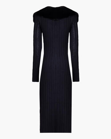 Blumarine Knit Dress With Faux-fur Collar in nero