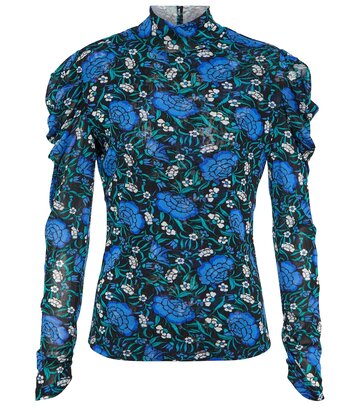 diane von furstenberg remy floral turtleneck jersey top in blue