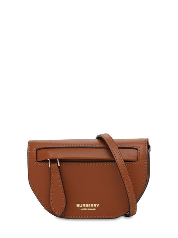 BURBERRY Micro Olympia Leather Shoulder Bag in tan