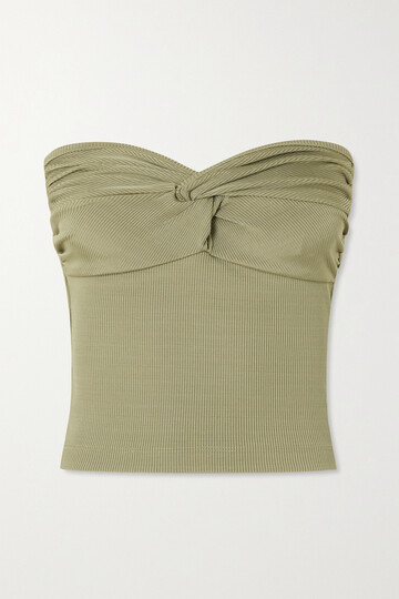 goldsign - strapless twist-front ribbed stretch-jersey top - green