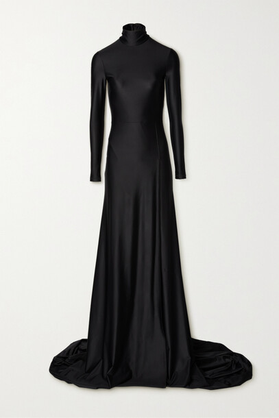 Balenciaga - Draped Jersey Turtleneck Gown - Black