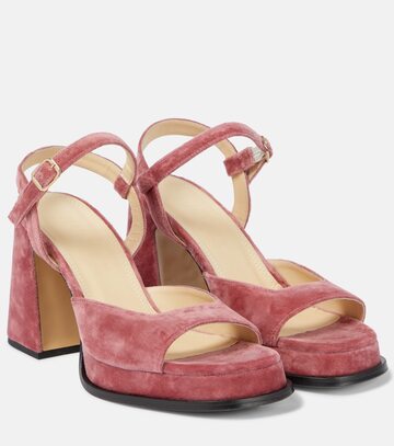 Souliers Martinez Gracia velvet platform sandals in pink