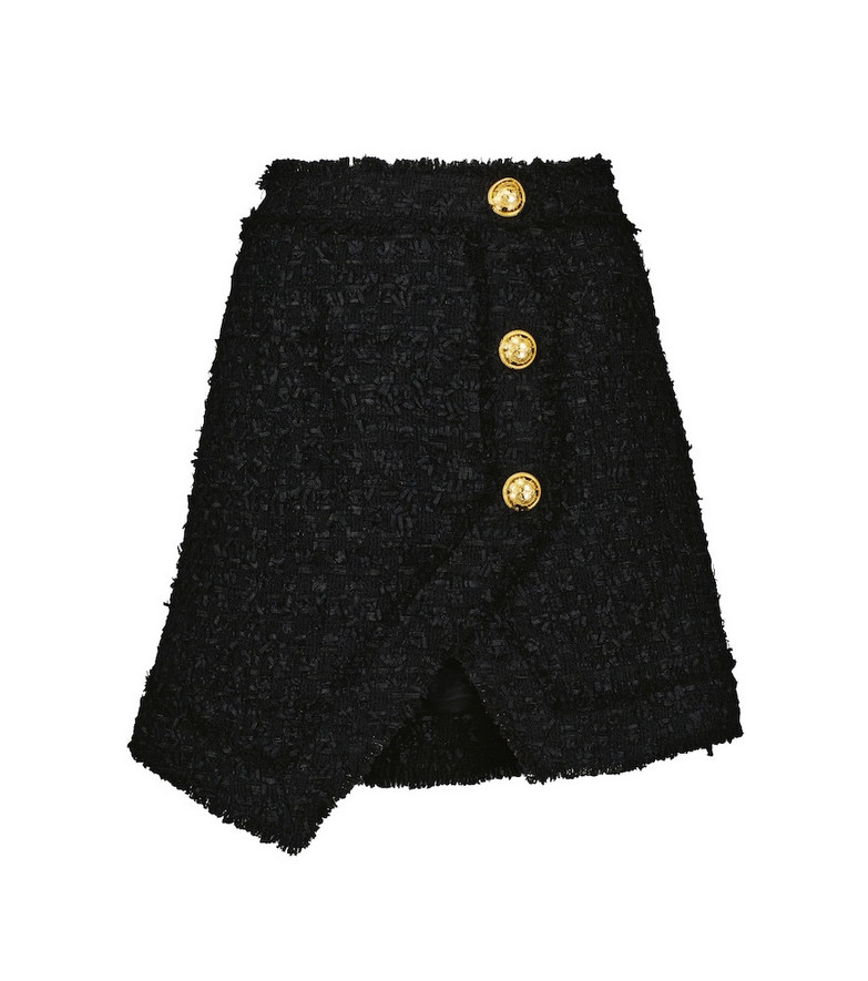 Balmain Embellished tweed miniskirt in black