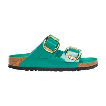 birkenstock bb lena high shine green hex flat sandals