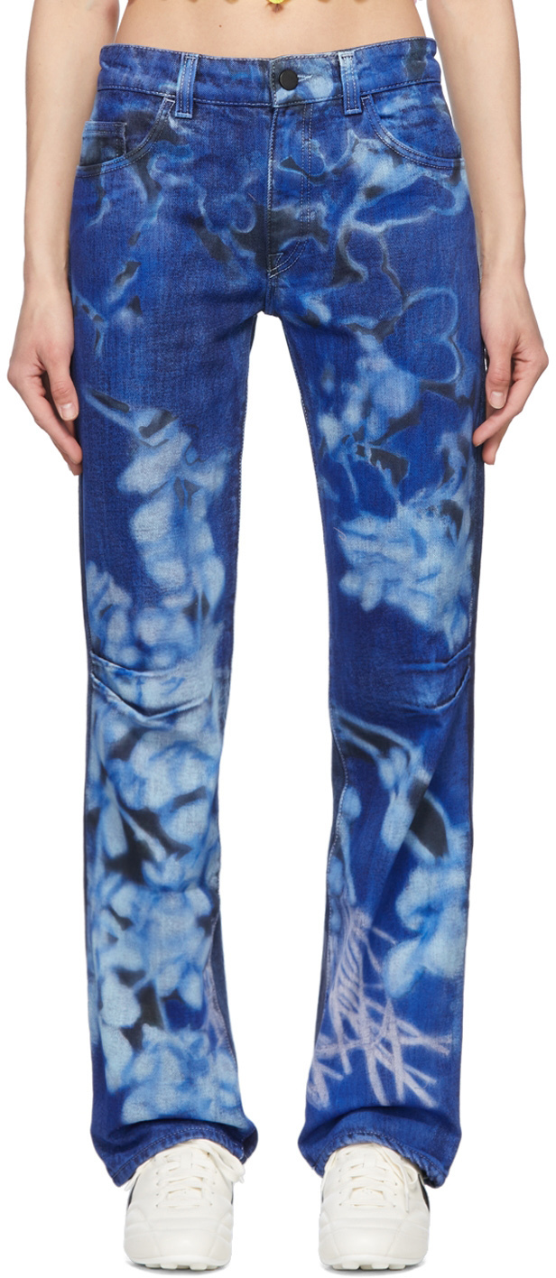 Paula Canovas Del Vas Blue Printed Jeans