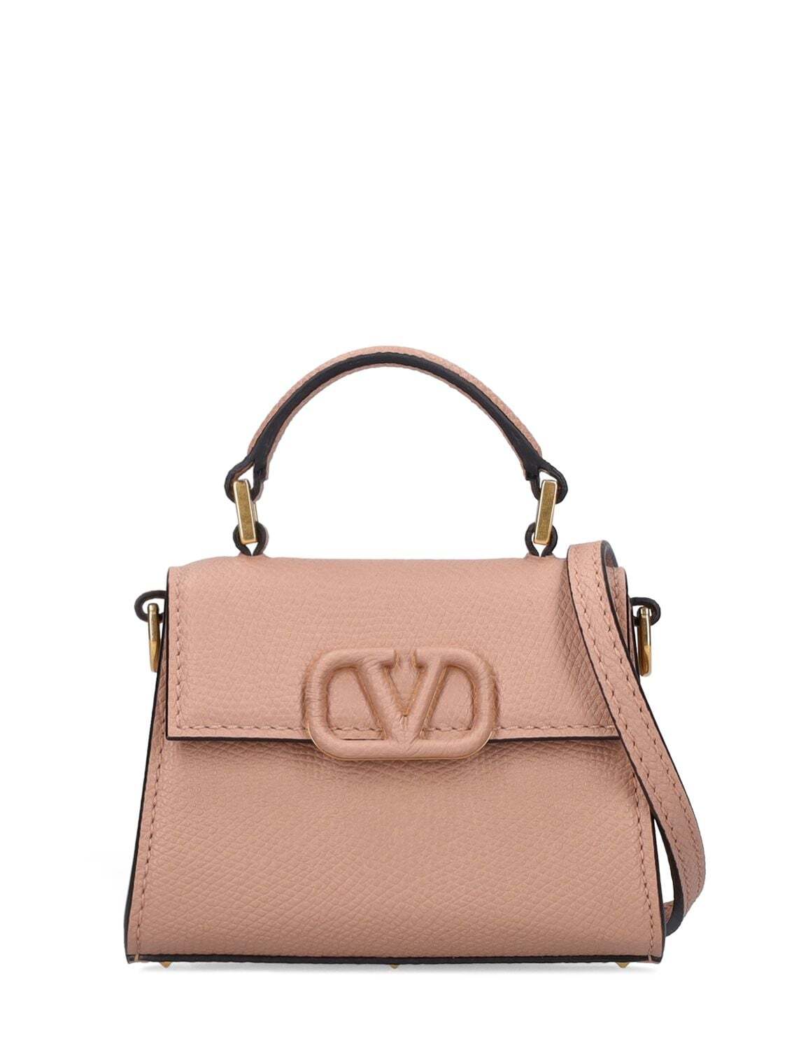 VALENTINO GARAVANI Micro V Sling Grain Leather Shoulder Bag in rose