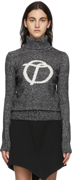 TheOpen Product Grey Kid Mohair Symbol Turtleneck in charcoal