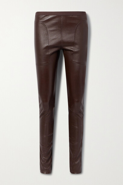 Rick Owens - Stretch Leather And Cotton-blend Leggings - Burgundy