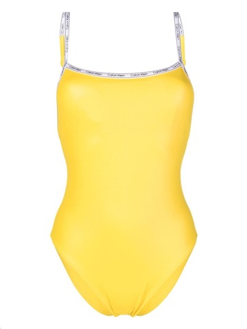calvin klein logo-print strap swimsuit - yellow