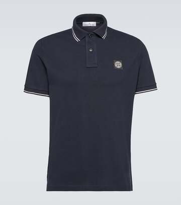 stone island cotton-blend polo shirt in blue