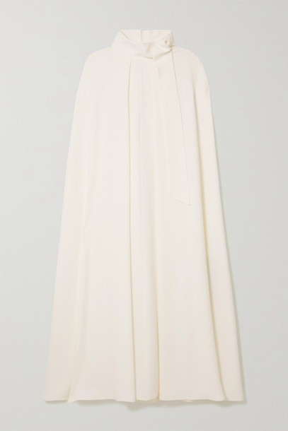 VALENTINO - Tie-detailed Cape-effect Silk-cady Midi Dress - White