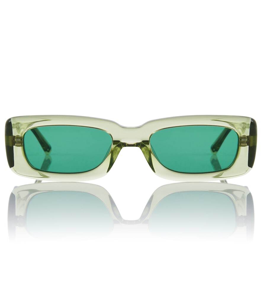 The Attico x Linda Farrow Mini Marfa rectangular sunglasses in green
