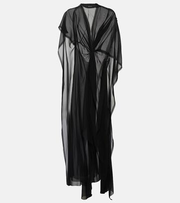 Balenciaga Gathered semi-sheer chiffon gown in black