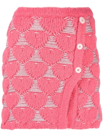 marco rambaldi heart-embroidered knit skirt - pink