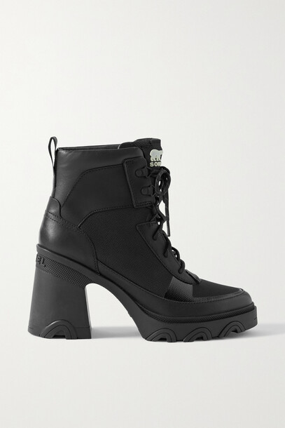 Sorel - Brex Heel Leather And Mesh Ankle Boots - Black