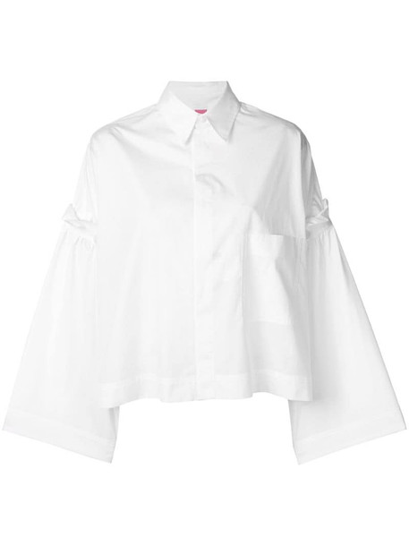 Y's gathered sleeve shirt in white