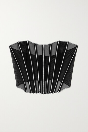 oséree - shell metallic mesh bustier top - black