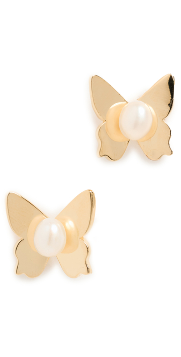 Lele Sadoughi Papillon Pearl Stud Earrings in gold
