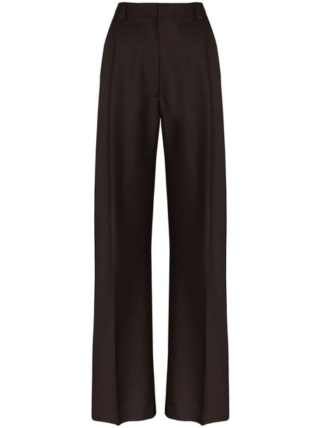 EFTYCHIA high-waisted tailored trousers in brown