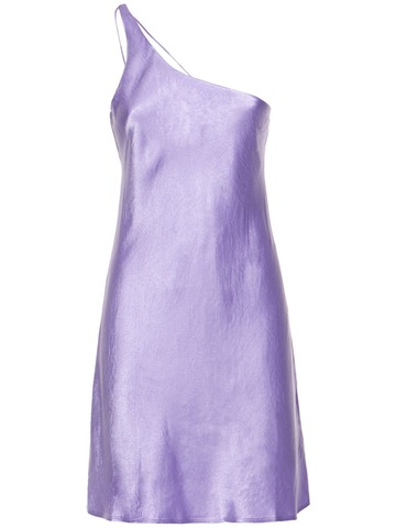 THIRD FORM Crush Bias One Shoulder Satin Mini Dress in purple