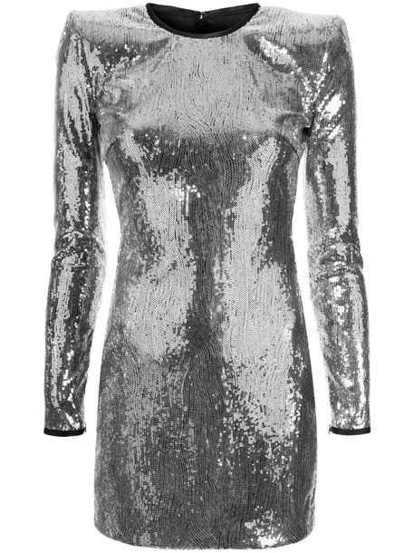 Dsquared2 sequinned fitted dress in silver