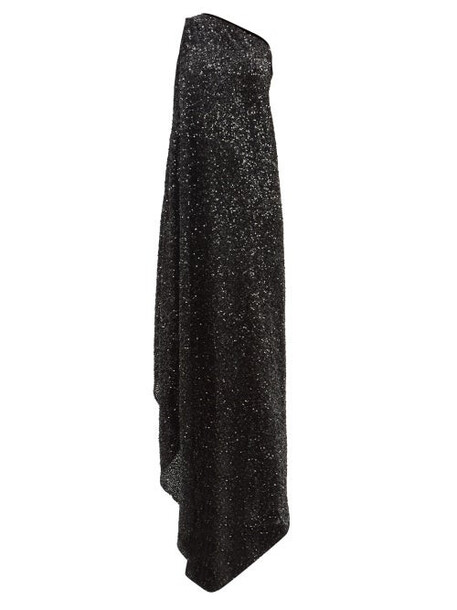 Ashish - One-shoulder Sequinned Maxi Dress - Womens - Black