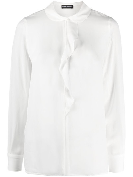 Emporio Armani peter pan ruffled blouse in white