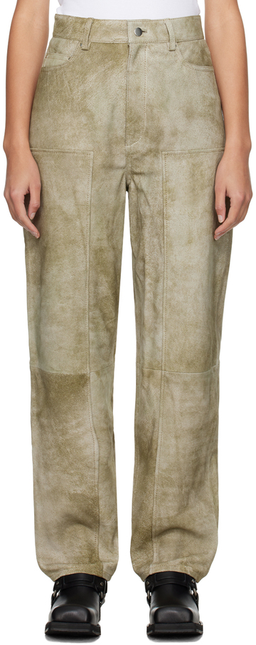 remain birger christensen taupe relaxed-fit leather pants
