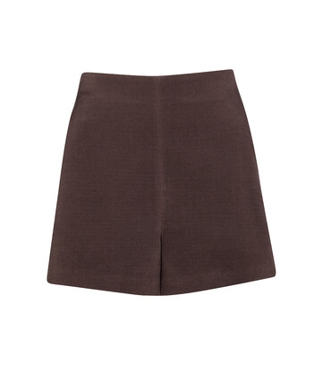 valentino high-rise wool-blend shorts in brown