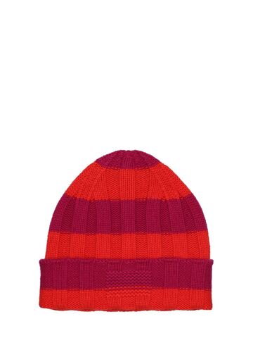 guest in residence the rib stripe cashmere hat in fuchsia / red