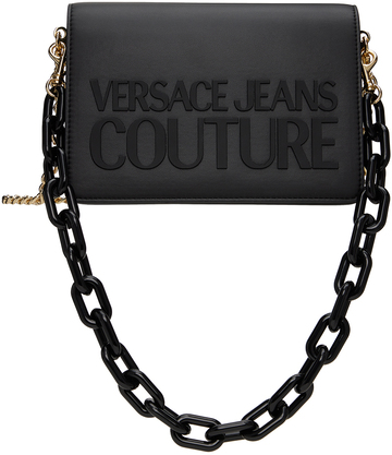 versace jeans couture logo lock crossbody/disco bag saffiano pu in black