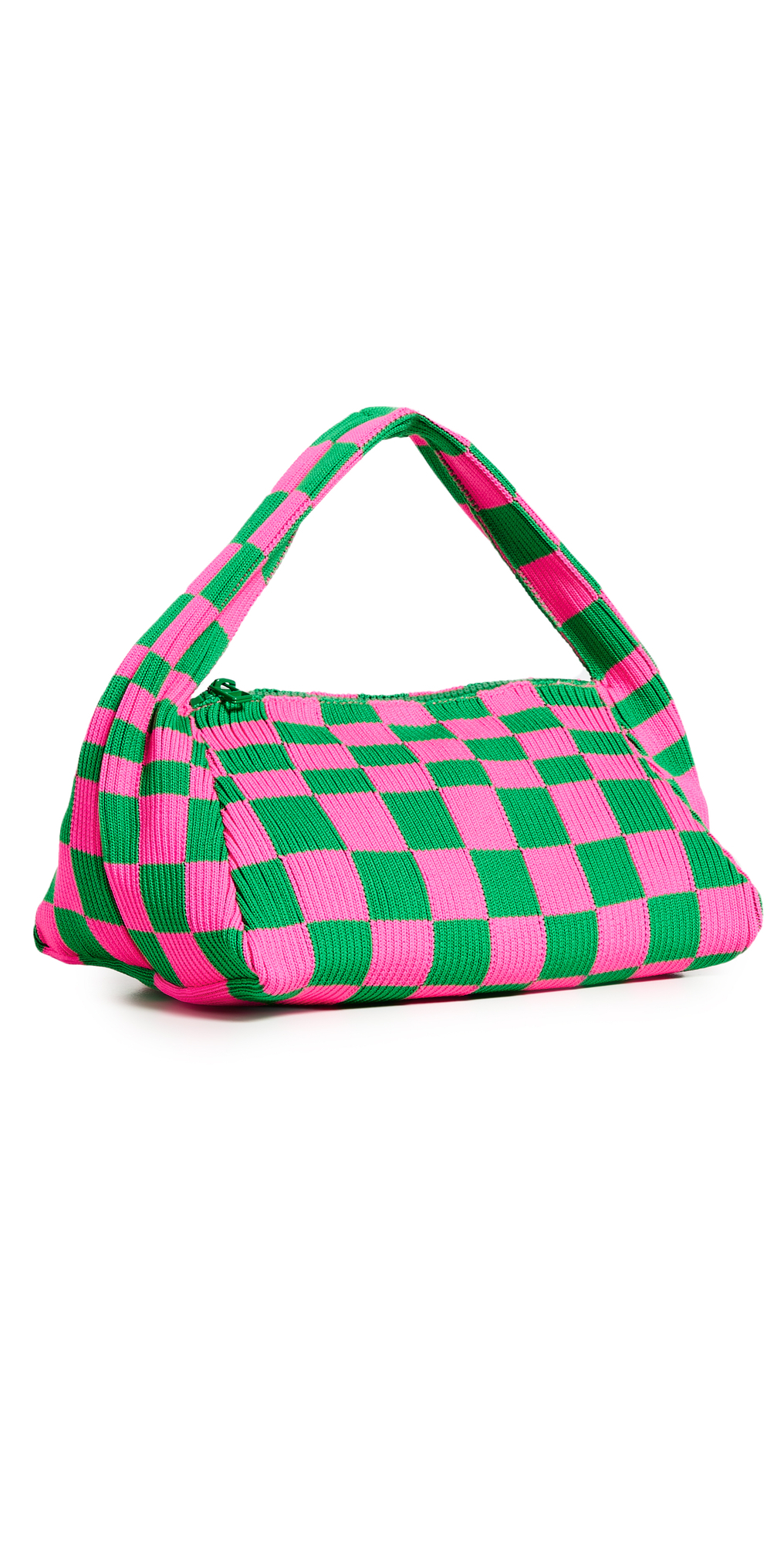 LASTFRAME Ichimatsu Wrap Bag in green / pink