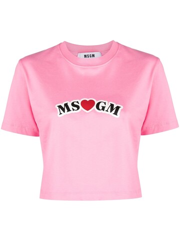 msgm logo-stamp short-sleeve t-shirt - pink