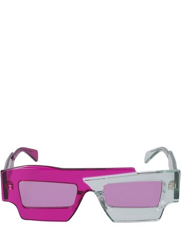 KUBORAUM BERLIN X12 Asymmetric Acetate Sunglasses in violet / multi