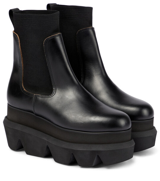 Sacai Leather flatform boots in black