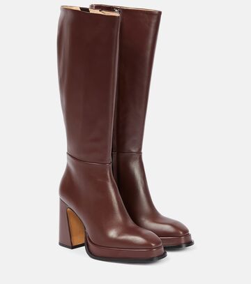 Souliers Martinez Begonia leather knee-high boots in brown