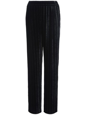 giorgio armani pinstripe velvet straight pants in black