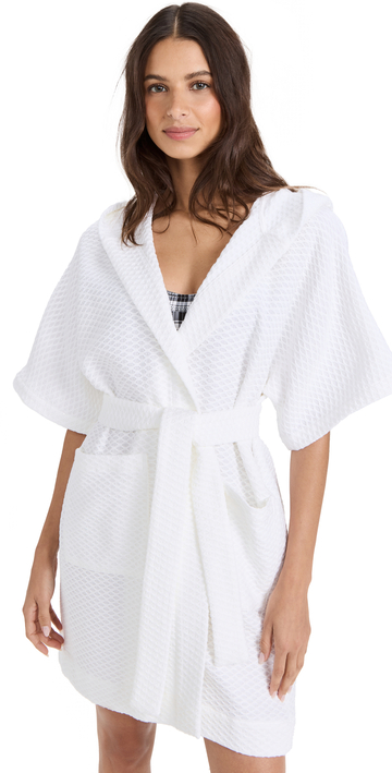 Lisa Marie Fernandez Hooded Dressing Gown Short Coverup in white