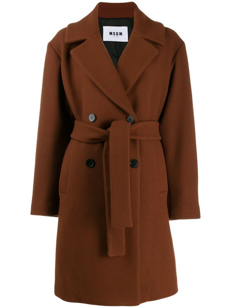 MSGM belted trench coat in brown