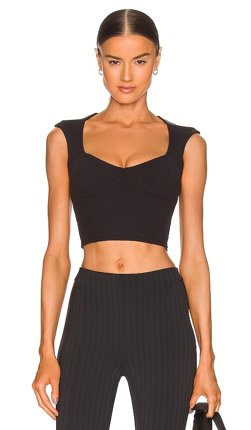 alo Ribbed Sweetheart Top in Black