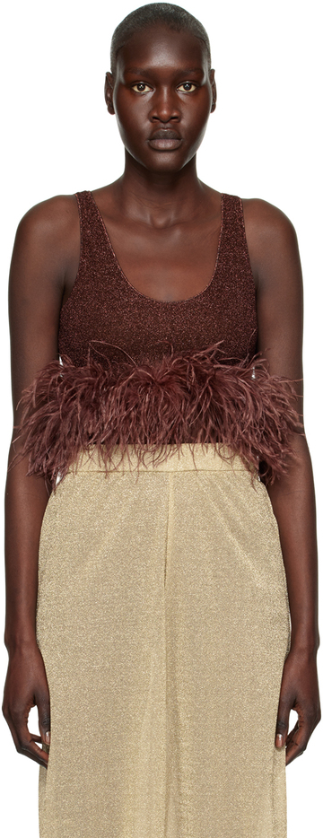 oséree brown lumiere plumage tank top in chocolate