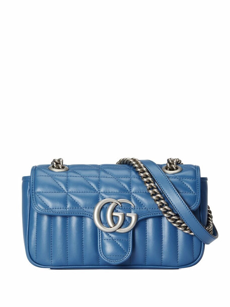 Gucci mini leather GG Marmont shoulder bag - Blue
