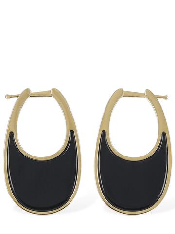 coperni medium swipe lacquered earrings in black / gold