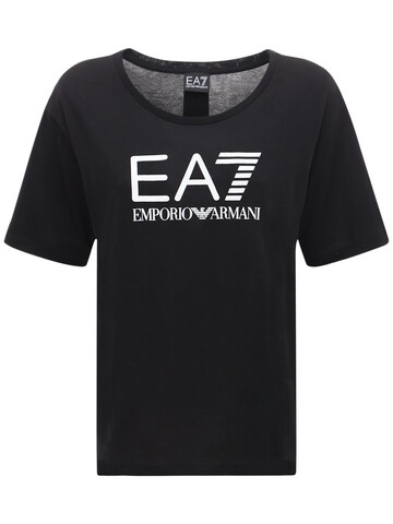 EA7 EMPORIO ARMANI Logo Cotton  T-shirt in black