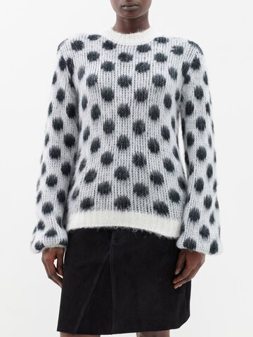 marni - polka dot jacquard-knit sweater - womens - white black