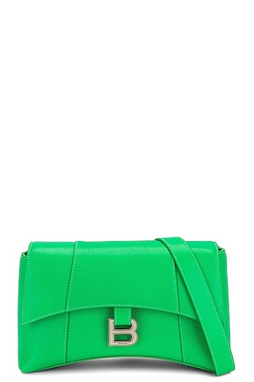 balenciaga xs soft hourglass shoulder bag in green