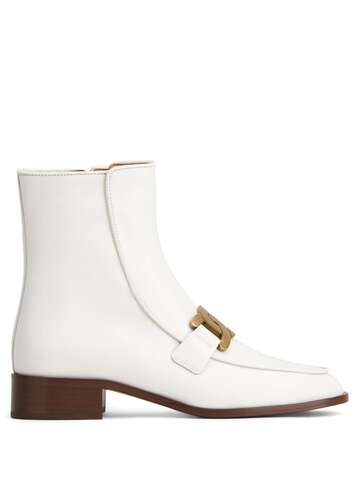 tod's logo-plaque leather ankle boots - white
