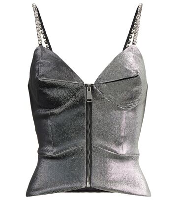 Area Embellished metallic corset top in silver