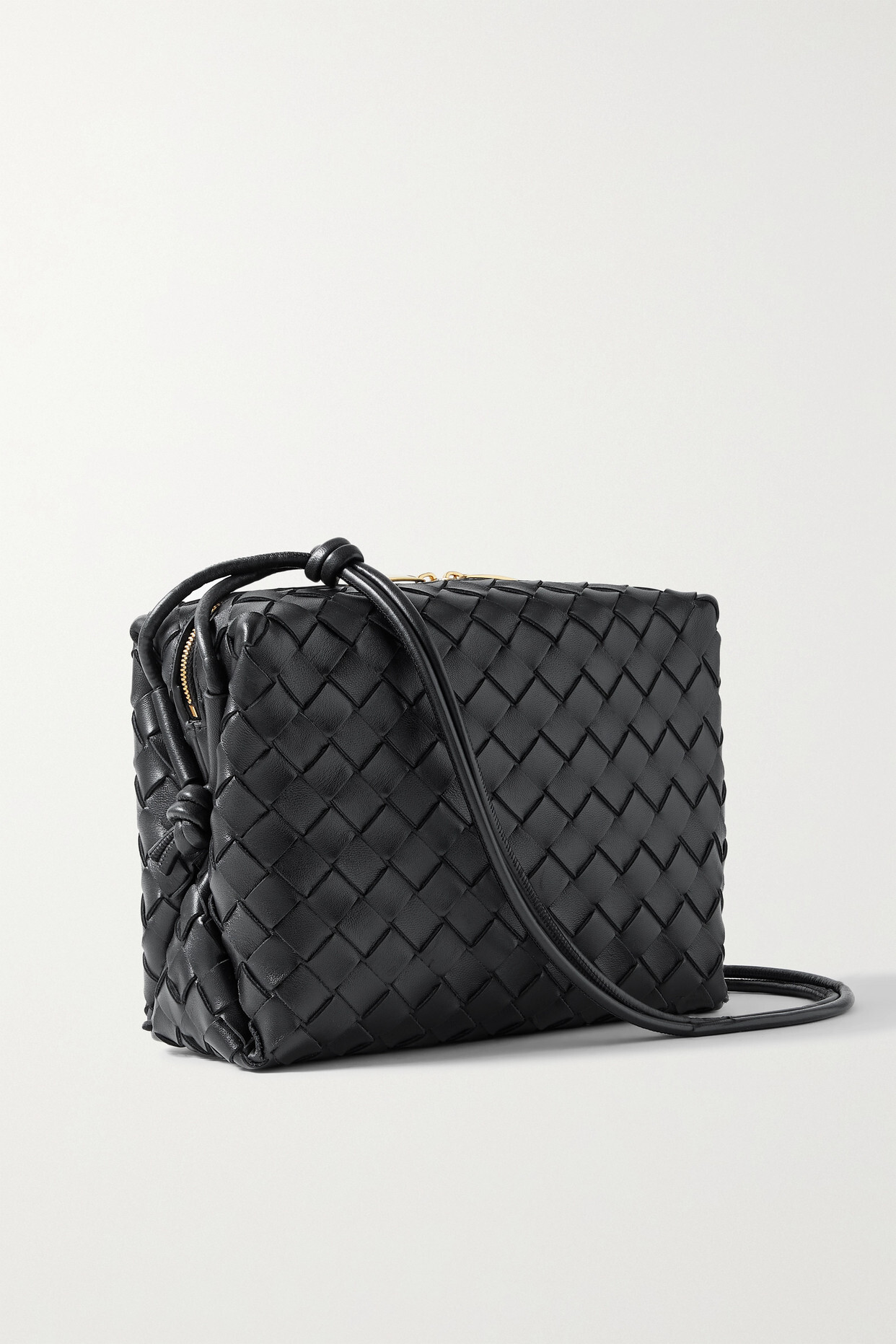 Bottega Veneta - Loop Small Intrecciato Leather Shoulder Bag - Black